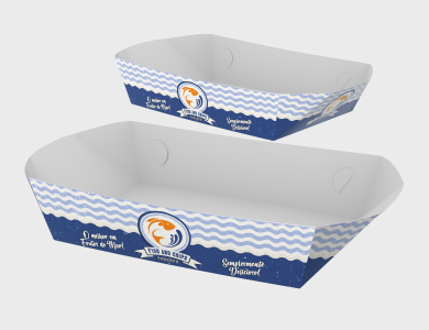 Embalagem Multiuso Bandeja Papel Alimentício 270g com Película Antigordura 17x11,5x5,7cm - Colorido Frente - 50 unid